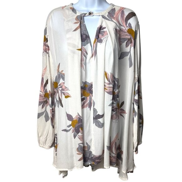 Free People Tree Swing Mini Dress Tunic Top Floral Cottagecore Fairy Ethereal XS - Picture 2 of 11